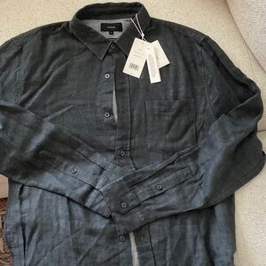 Vince Men's Dark Gray Casual Button Down Shirt